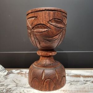 VINTAGE Chunky Solid Wood Hand Carved Goblet Very Unique!! Bohemian